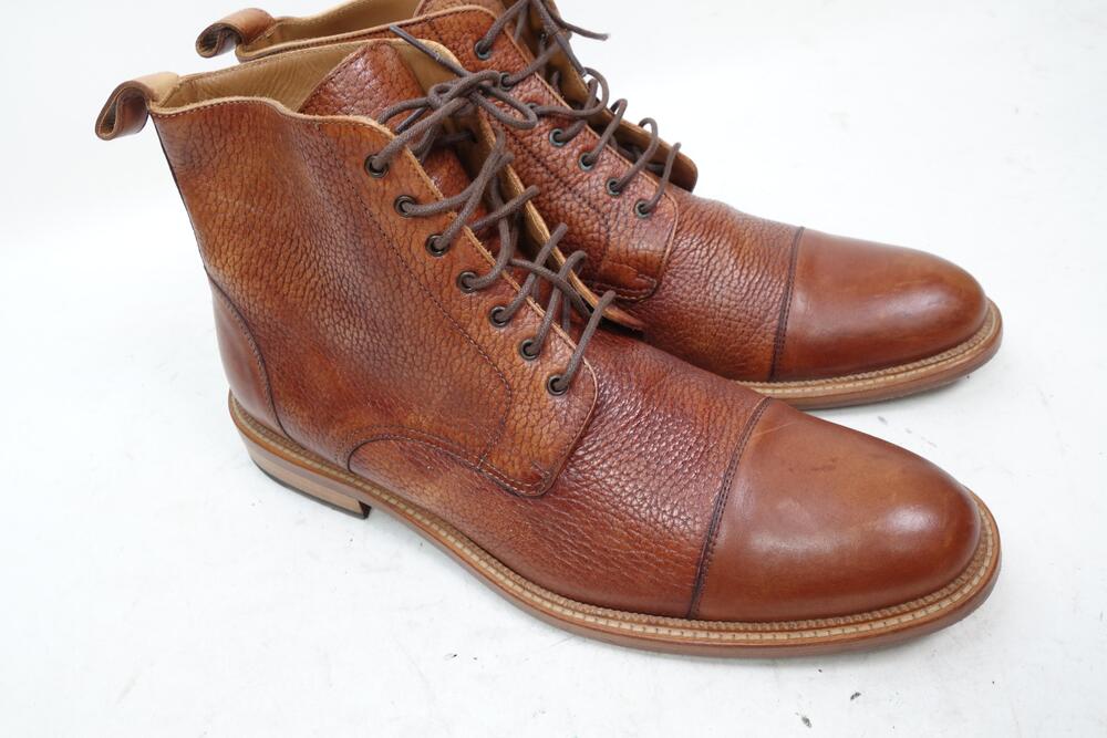 Taft Boots Mens Size 12 Brown Leather Cap Toe Ankle Combat Handcrafted Spain
